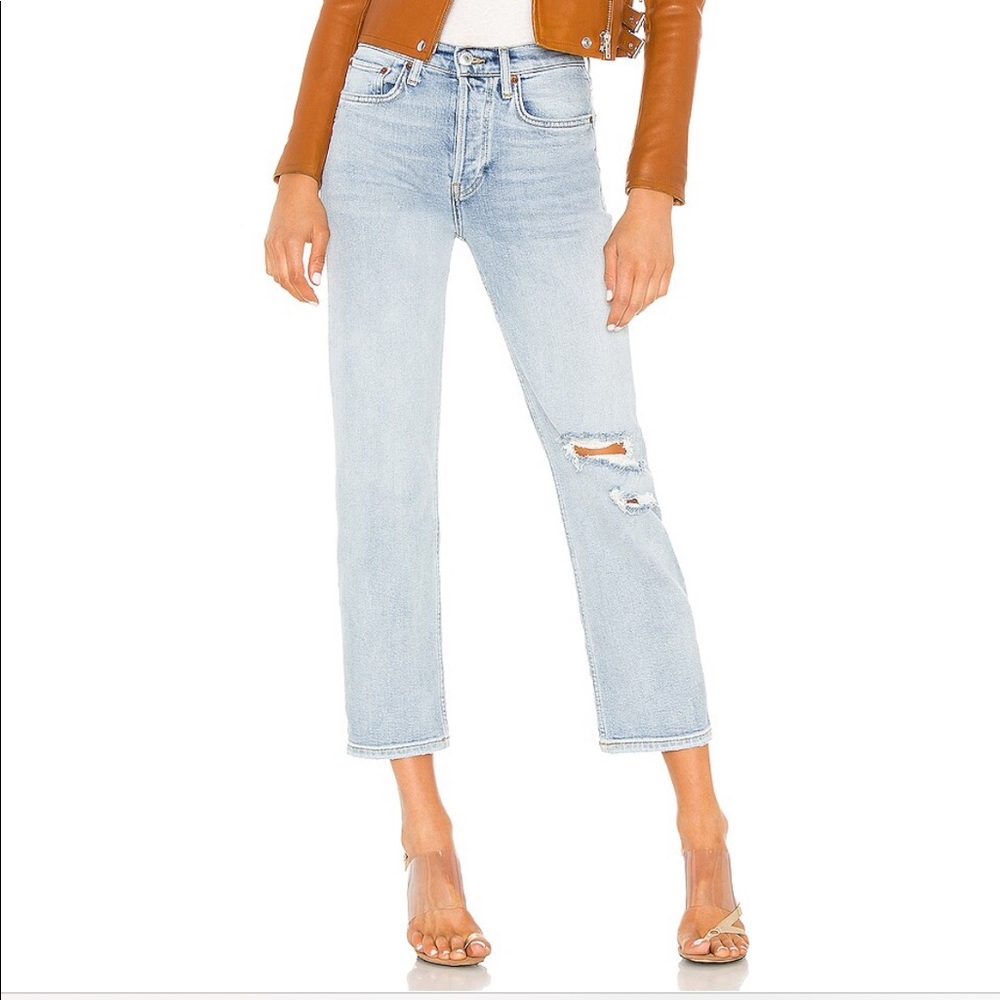 Re/Done stovepipe high rise jean size 24 in color: lived in light